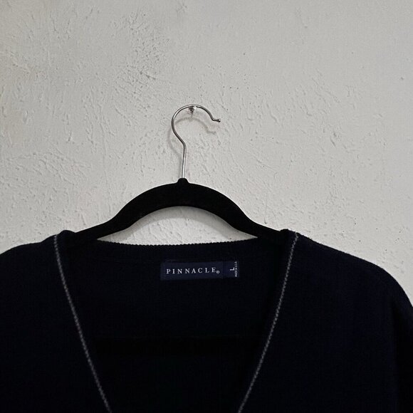 Pinnacle Golf Sweater Vest Mens Large Black Gray Golf Club Logo V Neck Pullover - Picture 6 of 10